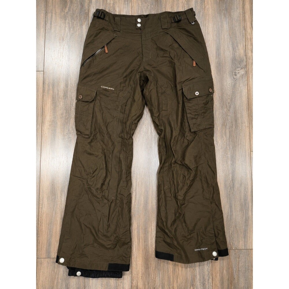 Vintage Y2K Columbia Convert Mens M Omni-Tech Brown Cargo Snowboard Ski Pants